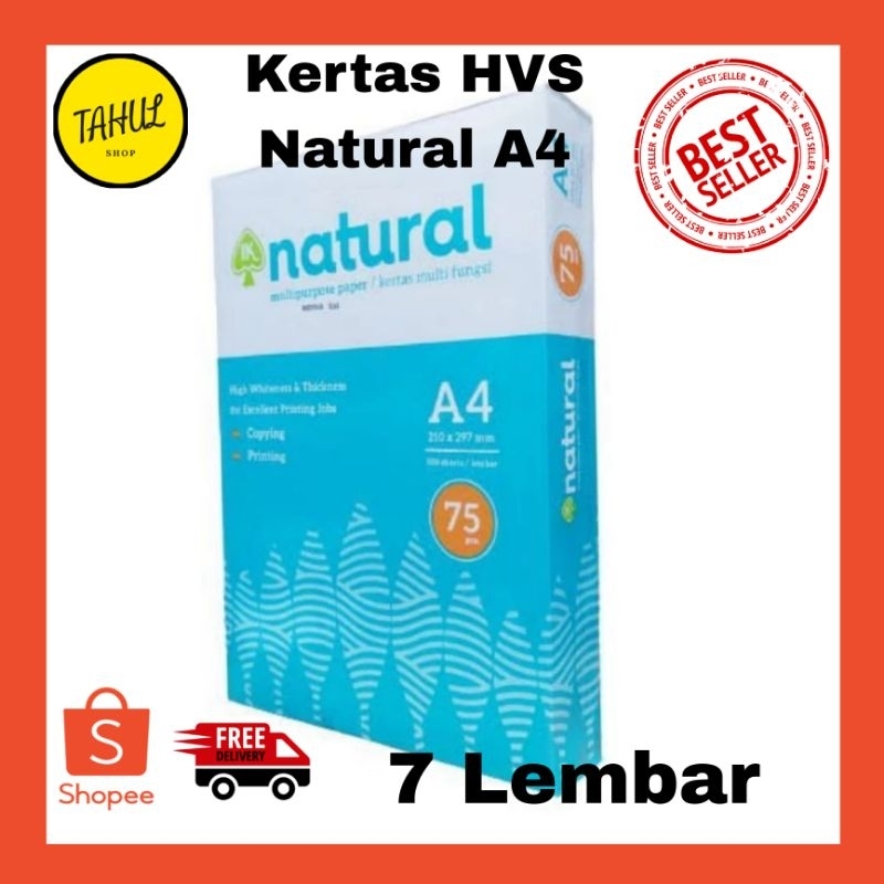 

7 Lembar !!! Kertas HVS Natural A4 75 gsm / 70gsm