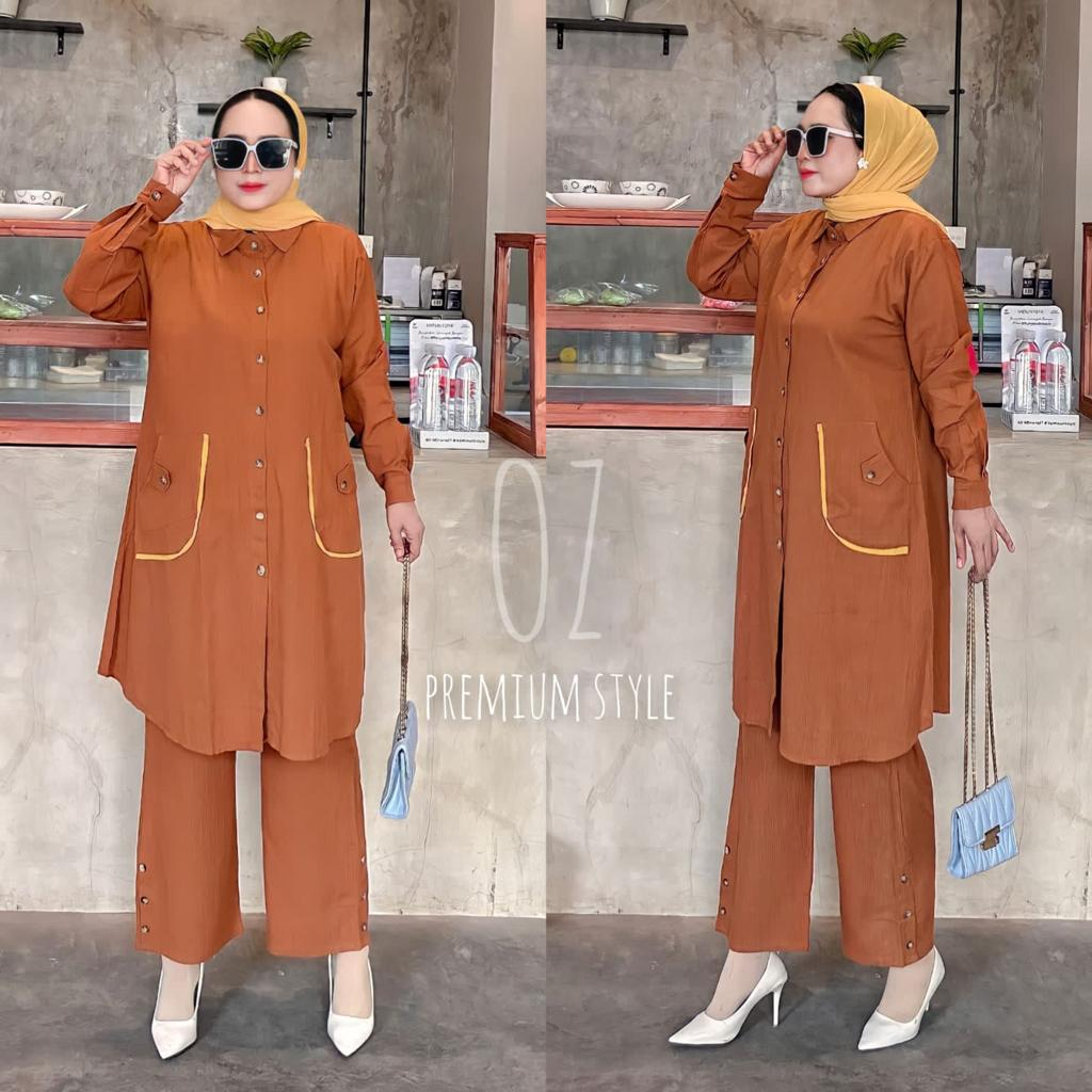 Set Tunik Katun Linen Bangkok Premium
