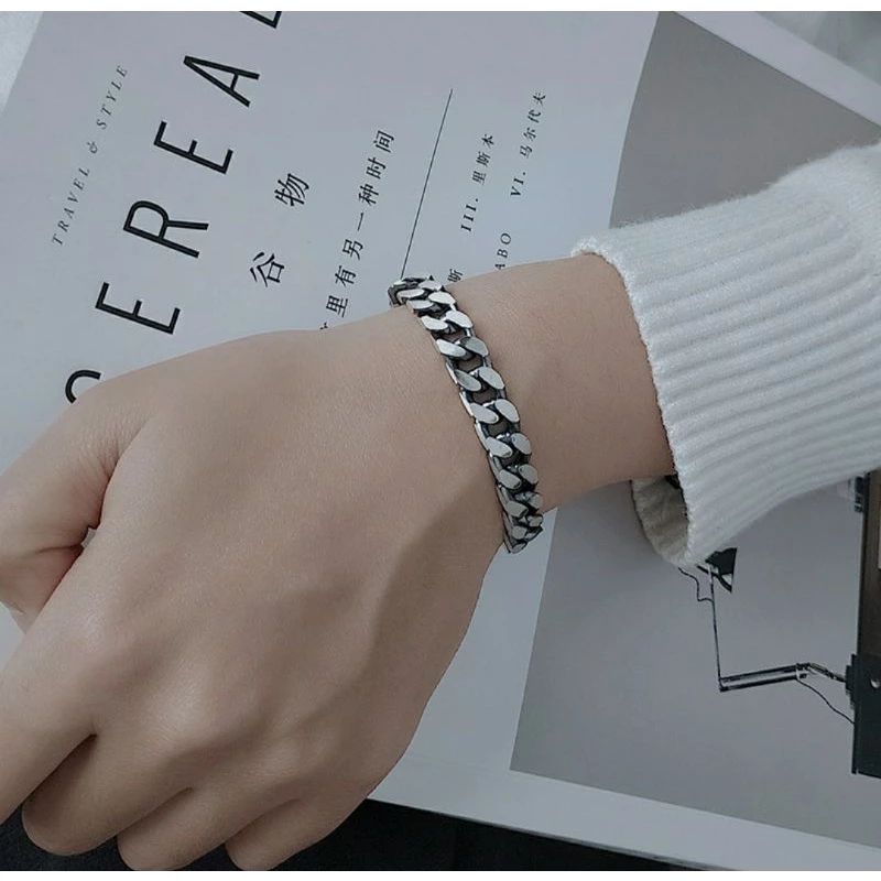 GELANG PRIA BAHAN BAJA PUTIH GELANG RANTAI BAJA