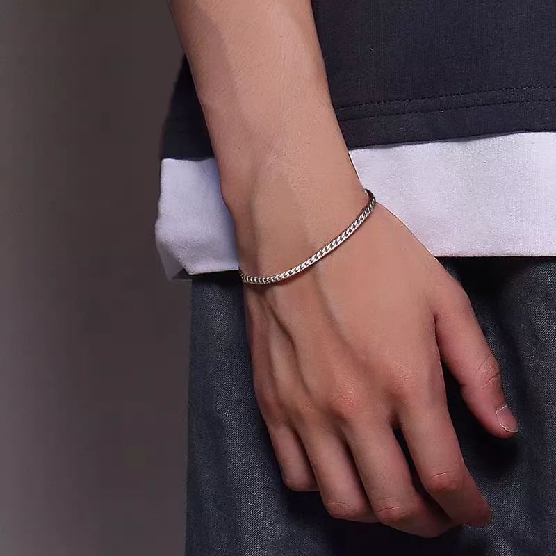 [COD] Gelang Pria Titanium Rantai Kecil Gelang Tangan Gelang Couple Pria Wanita Anti Karat