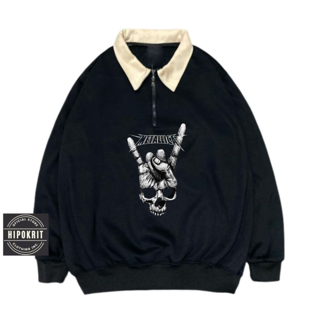 Rugby Jacket Sweater Vintage Halpzif Black Metal Font Metallica Original Hipokrit