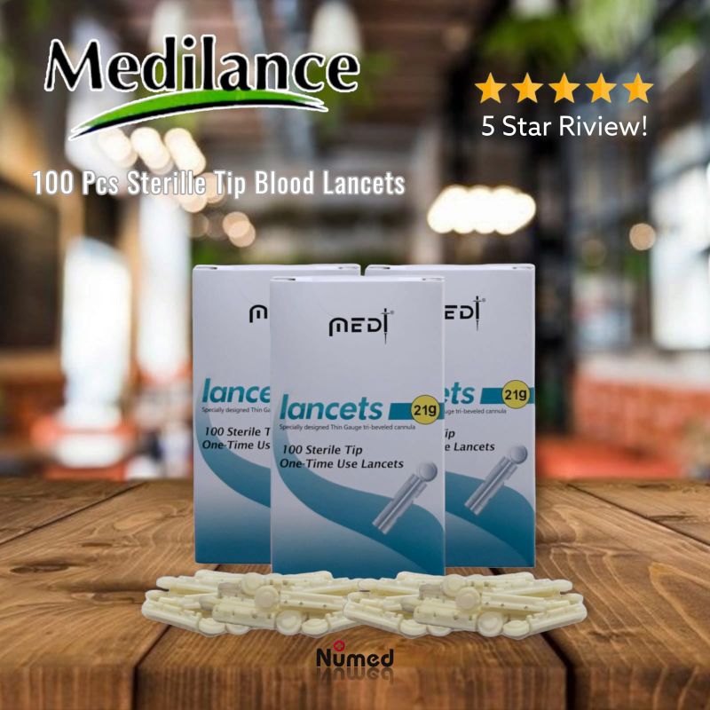 Blood Lancet Medilance 21G isi 100 Pcs / Jarum Steril Untuk Bekam Dan Cek Gula Darah Medilance 21 G