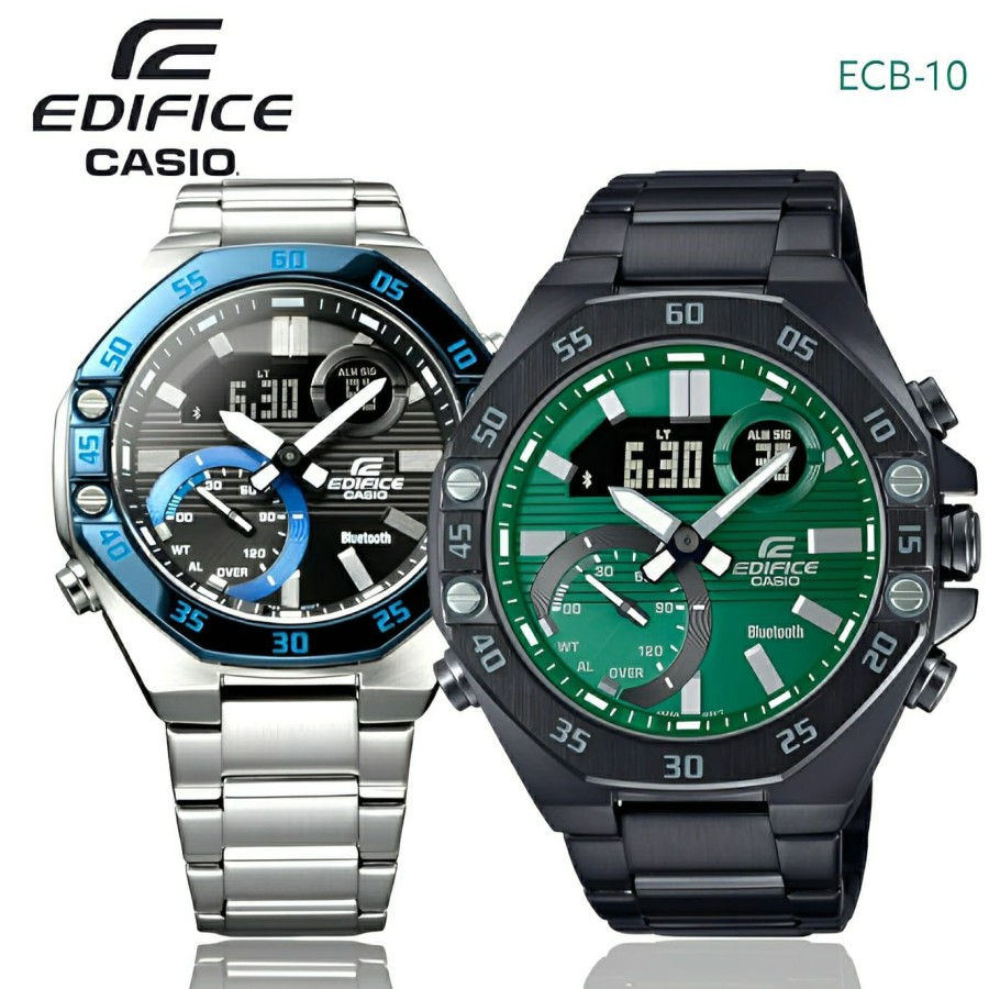 JAM TANGAN CASIO EDIFICE ECB 10 ECB10 FULKL STAINLESS NEW IMPORT GARANSI 1 TAHUN