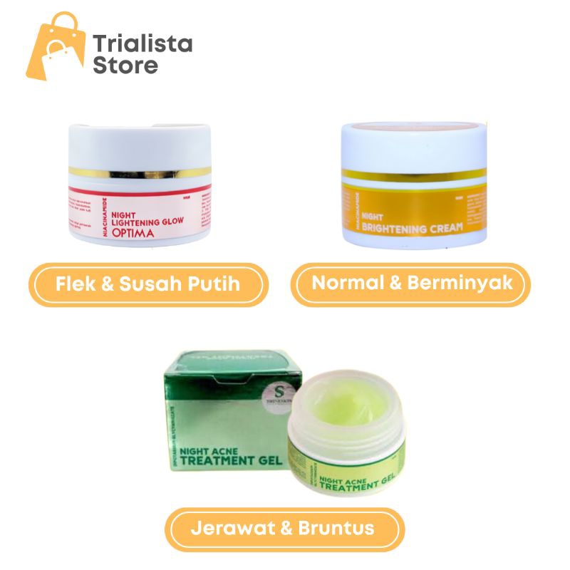 CREAM MALAM SHINESKIN KESELURUHAN NIGHT CREAM SHINESKIN NIGHT OPTIMA NIGHT ACNE TREATMENT GEL NIGHT 