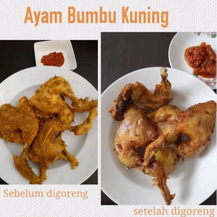 

Ayam bumbu kuning siap goreng.
