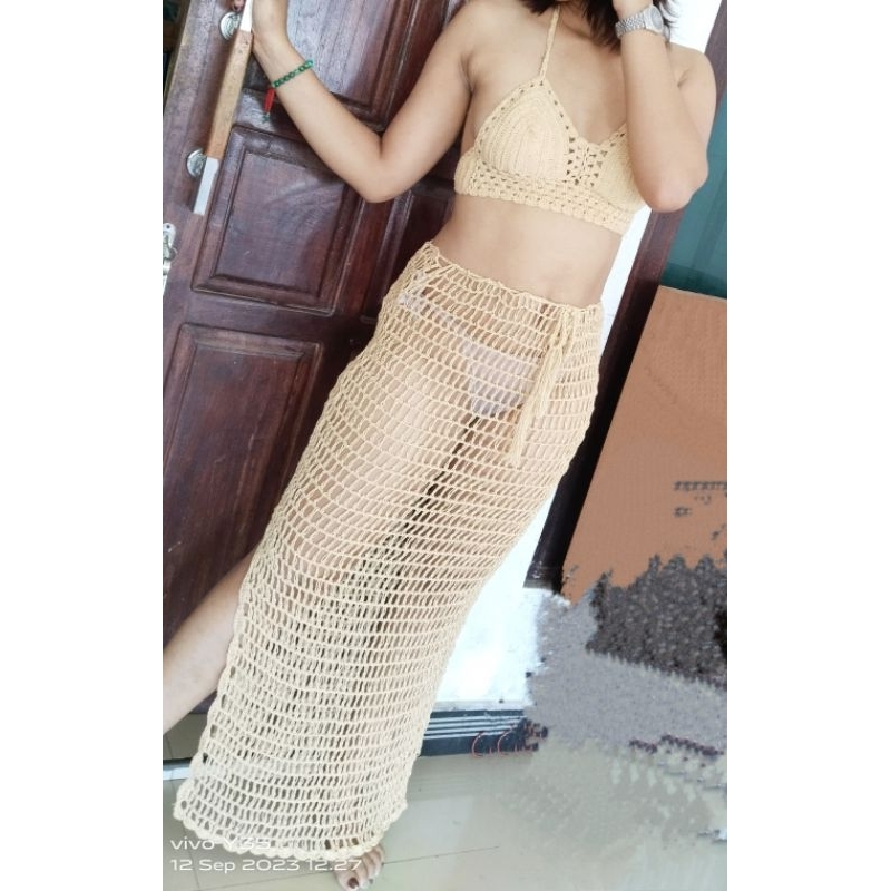 Rok Rajut Bali set Bra // Rok Jala rajut bali set Bra  // Dress pantai / crochet bali / rajut bali /