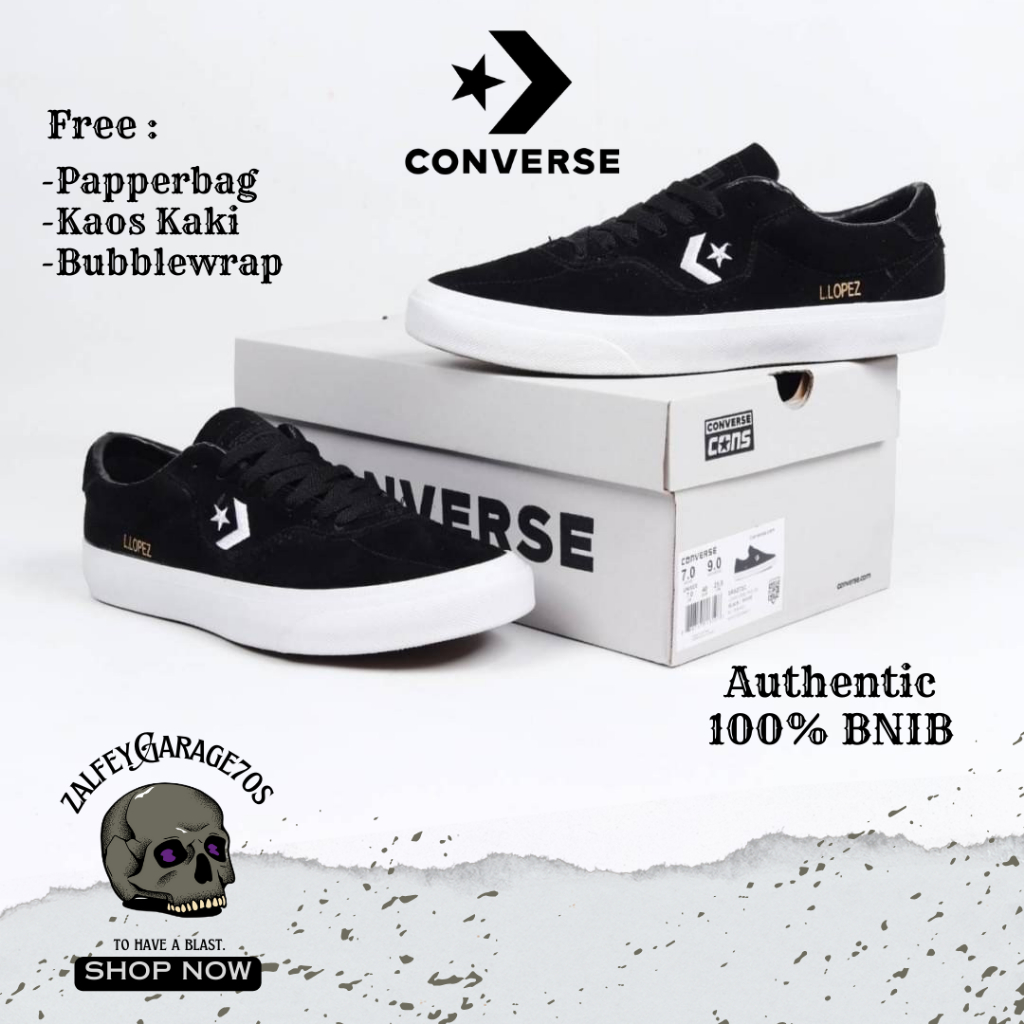 Sepatu Converse Louie Lopez Pro Ox Black White Original