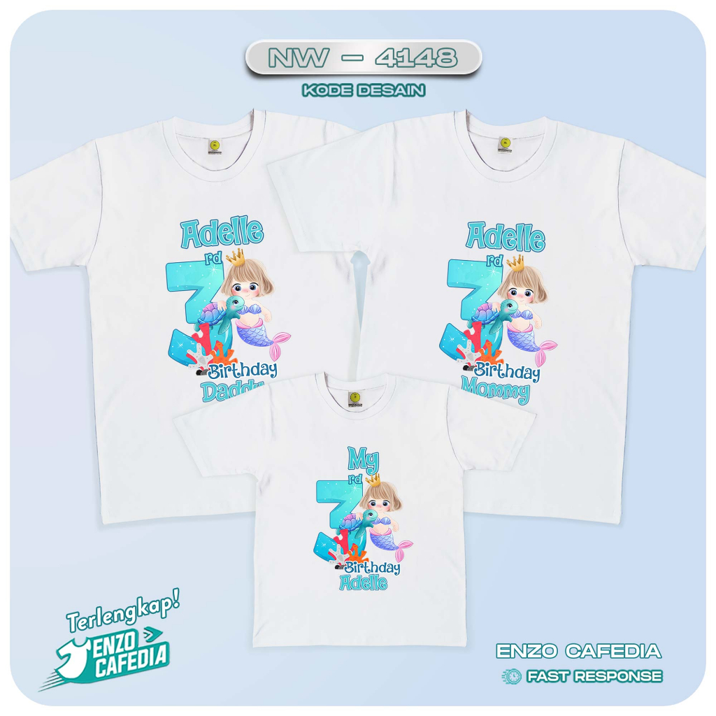 Harga Paket Lebih Hemat | Baju Couple Ultah Keluarga | Kaos Family Ulang Tahun Anak | Kaos Motif Mer
