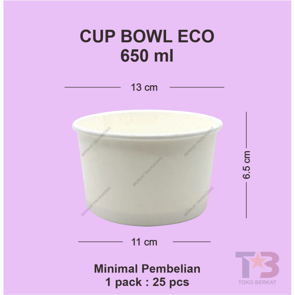 Cup Bowl 650ml 22oz ECO TANPA TUTUP / Paper Bowl 650ml 22oz/ TUTUP CUP BOWL 650ML ECO / Mangkuk Kert