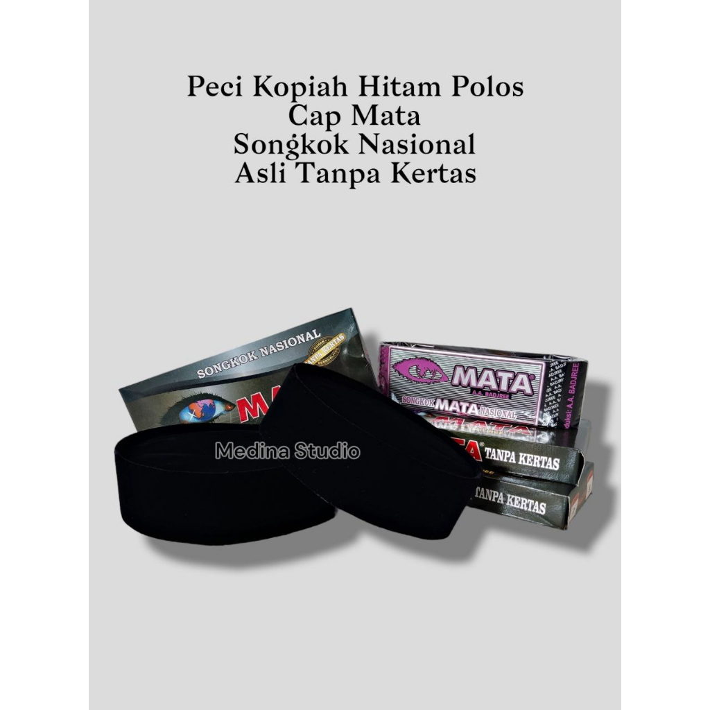 KOPIAH HITAM POLOS TANPA KERTAS  King BELUDRU ASLI CAP MATTA Peci Mata Original Super Hitam Polos No