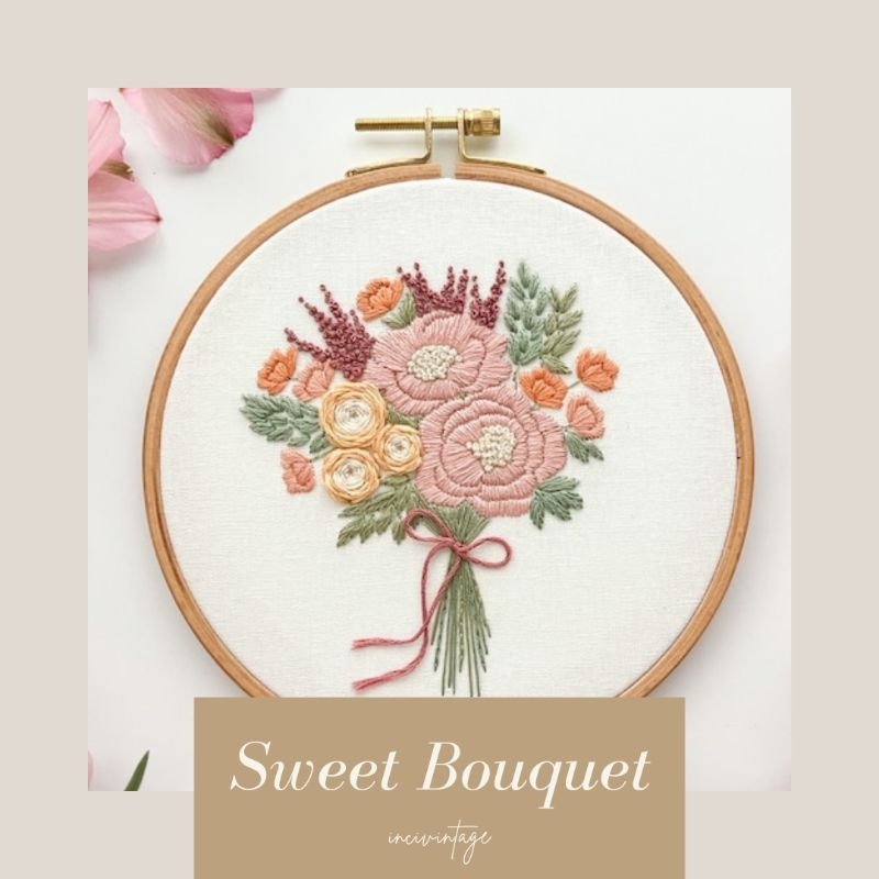 (15cm) Embroidery Kit HEMAT / Paket Sulam Berpola untuk Pemula / Paket Sulam Tangan / DIY Menyulam K
