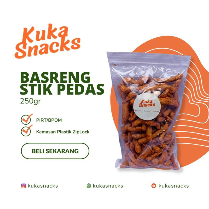 

Basreng Stik Pedas 250gr Kuka Snacks / Basreng Daun Jeruk / Bakso Goreng