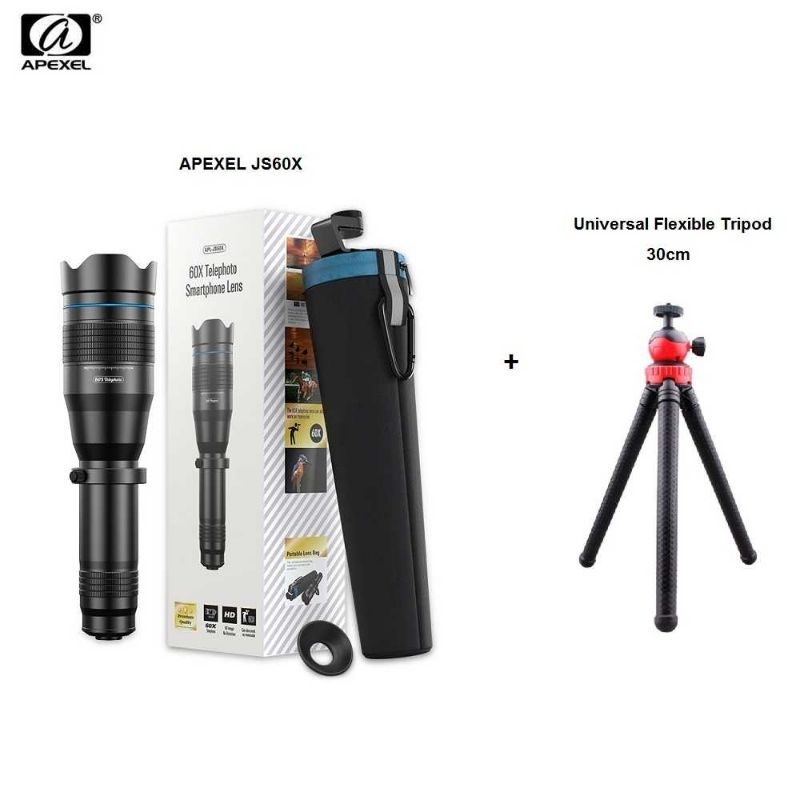 APEXEL APL-JS60X - 60X Telephoto Smartphone Lens FREE FLEXIBLE TRIPOD
