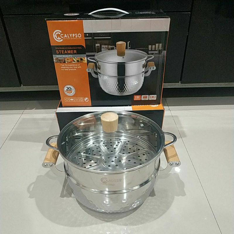 Panci steamer stainless susun 2  multifungsi calypso 20 cm