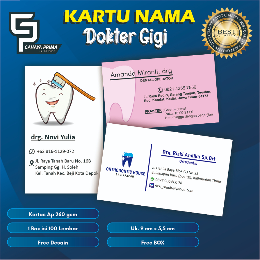 

KARTU NAMA DOKTER GIGI dental name card / Dokter umum / dokter spesialis