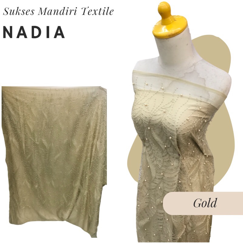 [NADIA] Tille Brokat Daun Bunga Mewah Murah Warna Gold, Harga per 1/2 meter = 50 cm BAHAN KAIN BRUKA