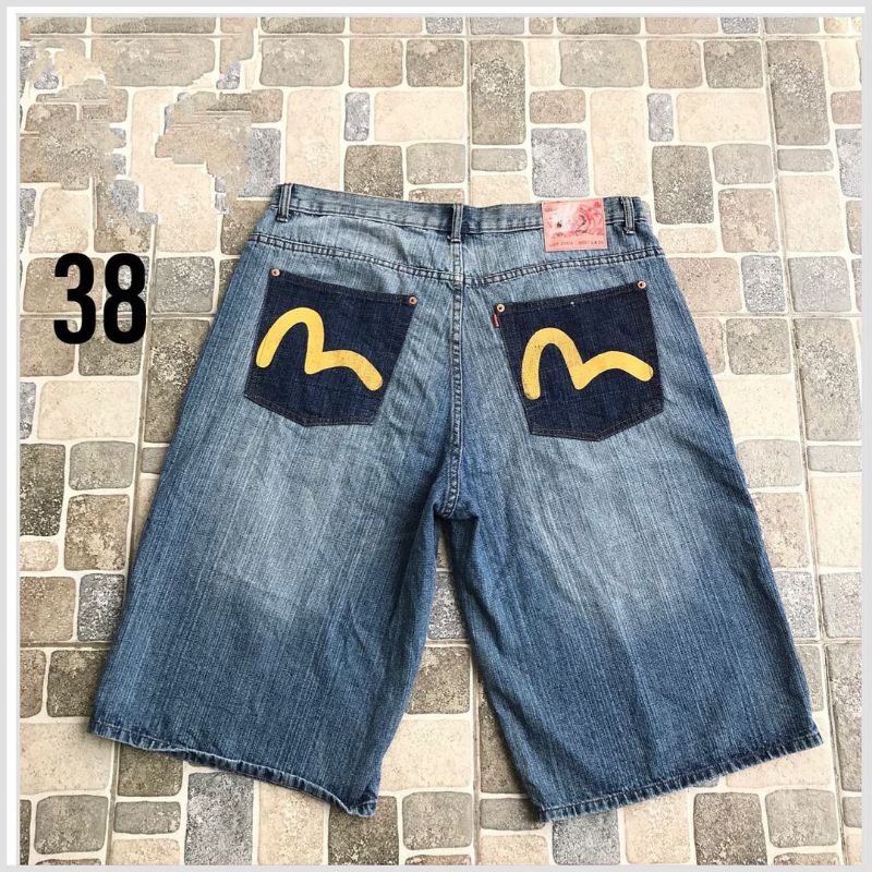 Celana Panjang Pria Cowok Jeans Denim Jins Evisu Pendek Big Size Jumbo 3JNA