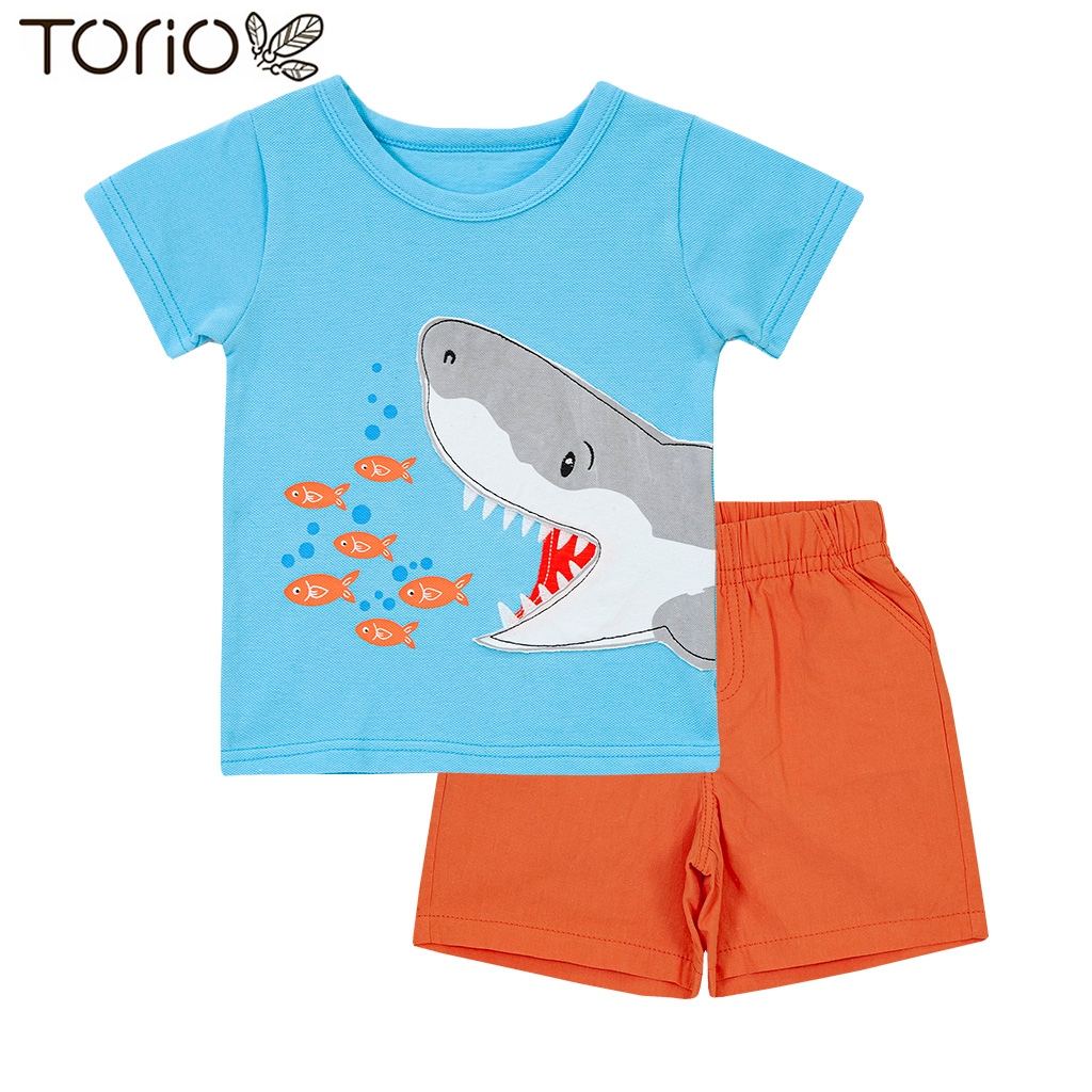 TORIO Short Pant Set Hungry Shark - Setelan Anak Laki-laki