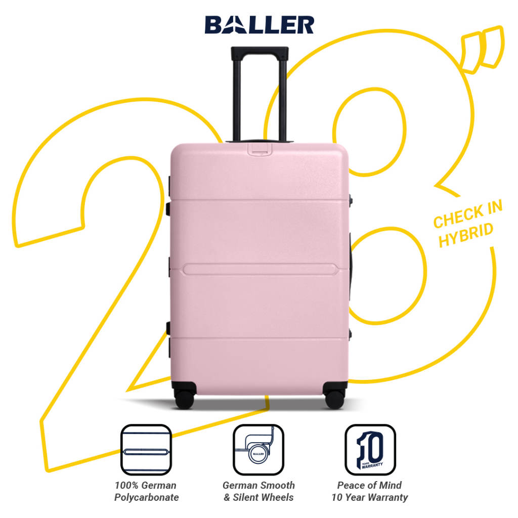 Baller Koper Polycarbonate TSA Lock Hybrid Check In 28 Inch - Pink / Koper Besar