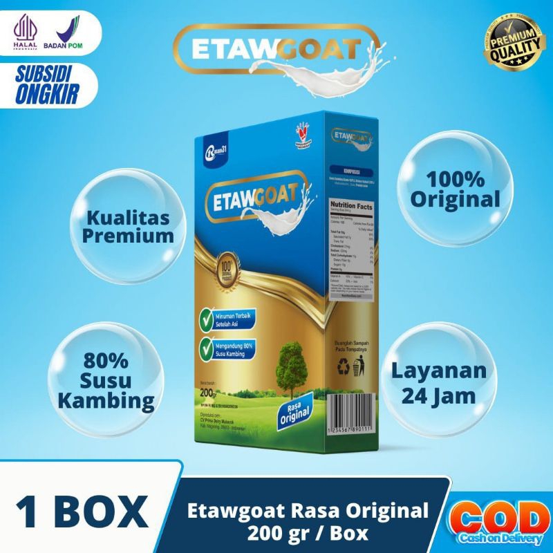 

1 BOX ETAWGOAT SUSU KAMBING ETAWA BUBUK ORIGINAL BERKUALITAS ATASI NYERI TULANG SENDI LUTUT PINGGANG ASAM URAT SESAK NAFAS ASMA BATUK MENAHUN PARU-PARU