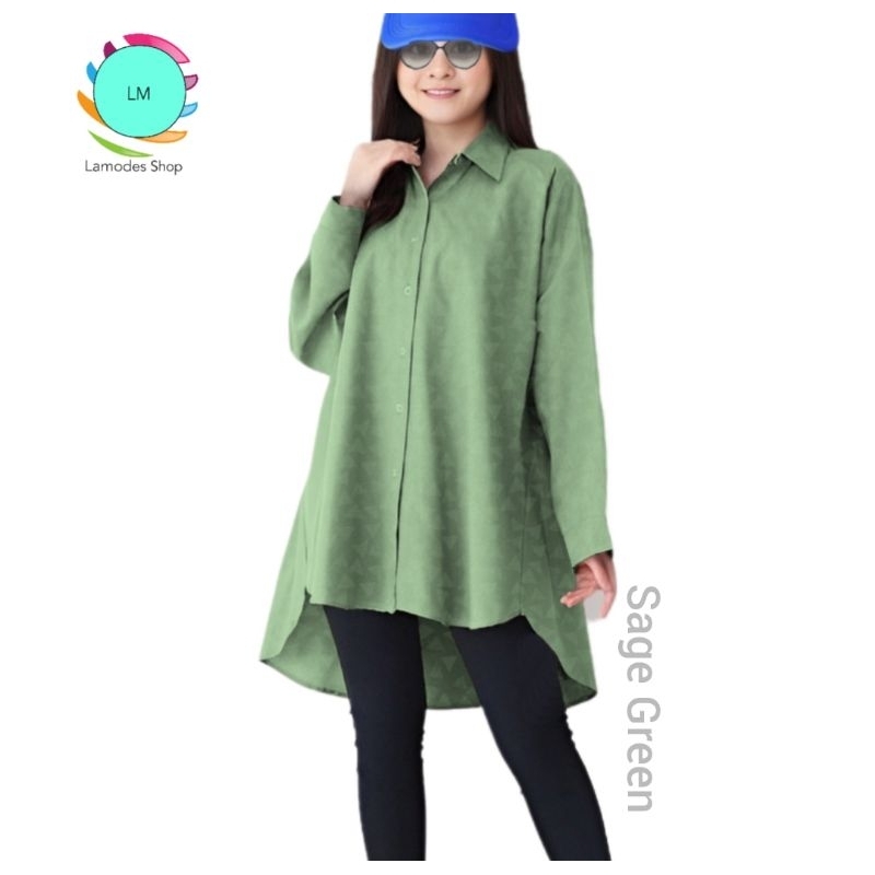 kemeja blouse wanita sage hijau