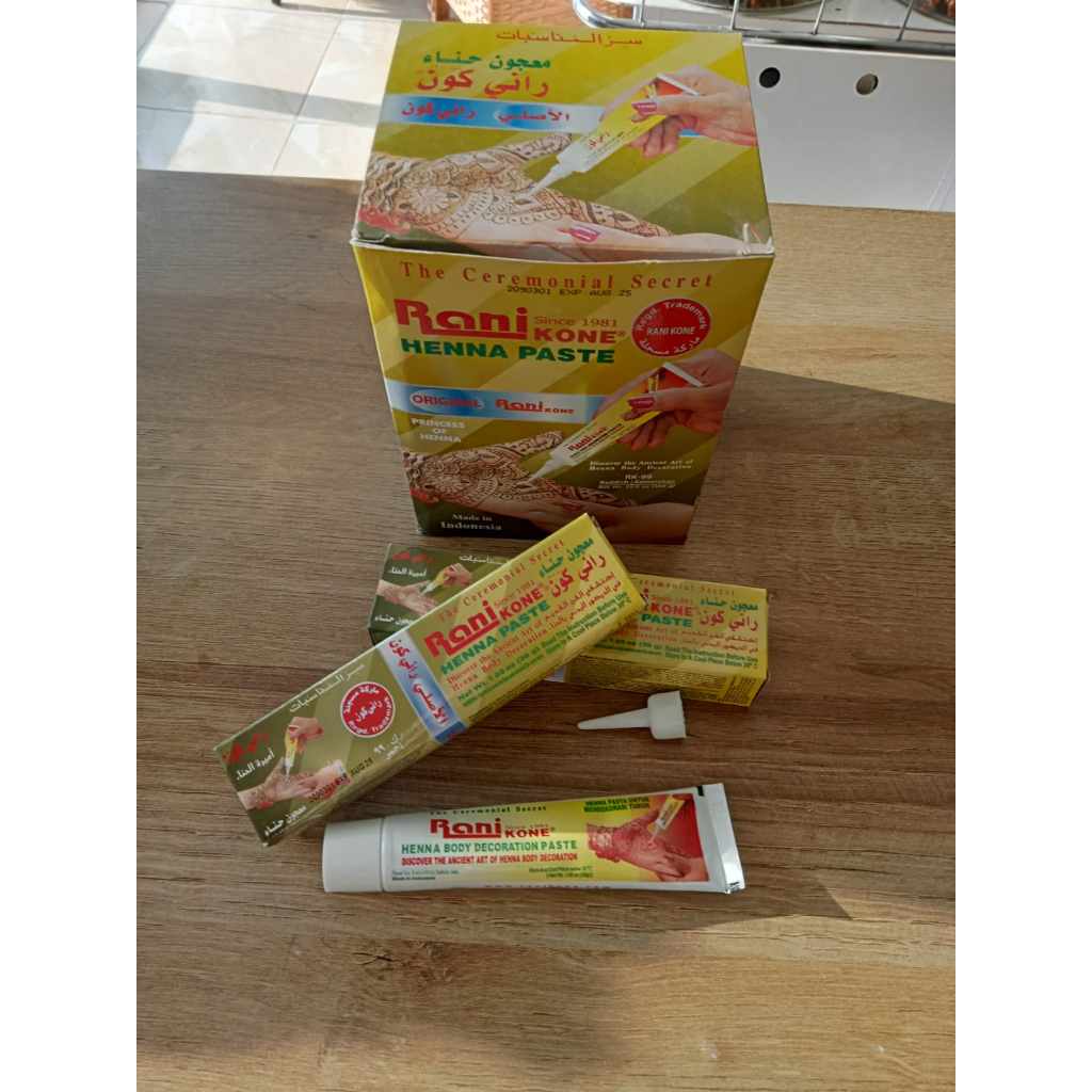 Pacar kuku rani/ henna rani nail paste kone 30gr henna kuku dan body decoration ( 12 PCS)