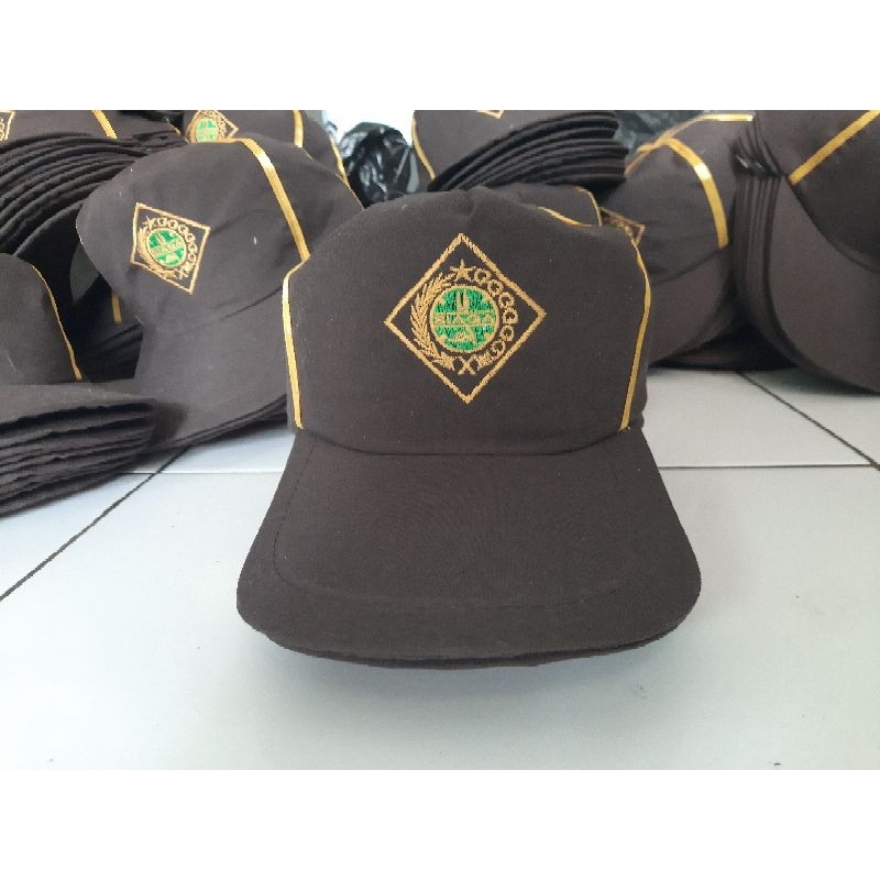 topi siaga pramuka pria belakang karet
