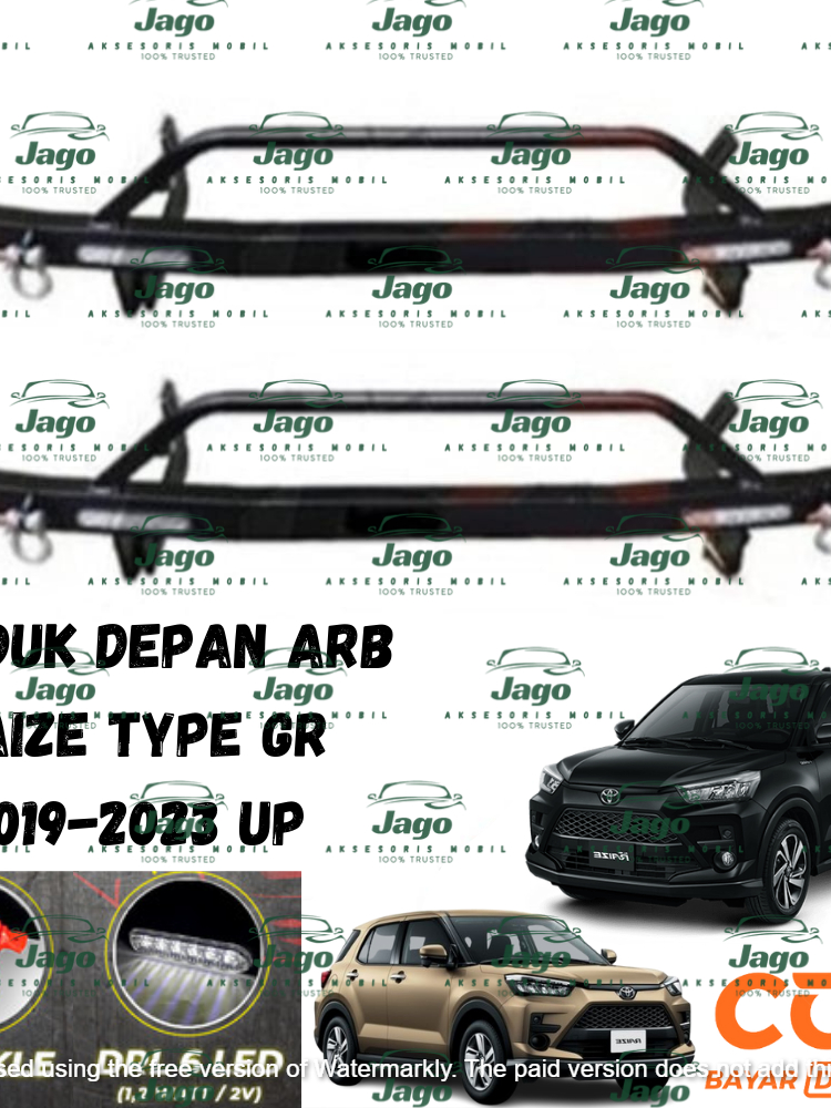 TANDUK TOWING DEPAN DAN BELAKANG BESI BAR PELINDUNG BEMPER MOBIL RAIZE TYPE GR 2019-2023 UP