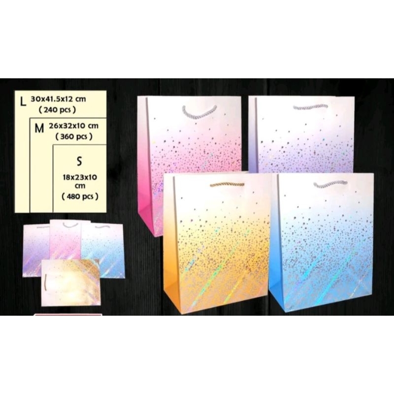 

Paperbag Motif Holo Gradasi Paper Bag Tas Kertas Motif Tas Kado Bingkisan Kado Gift