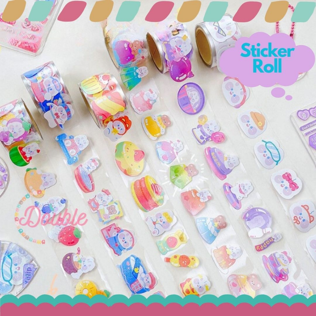 

Sticker Stiker Roll Motif Kartun Lucu Hologram Anak Hiasan Dekorasi Scrapbook Panjang 3 Meter PET