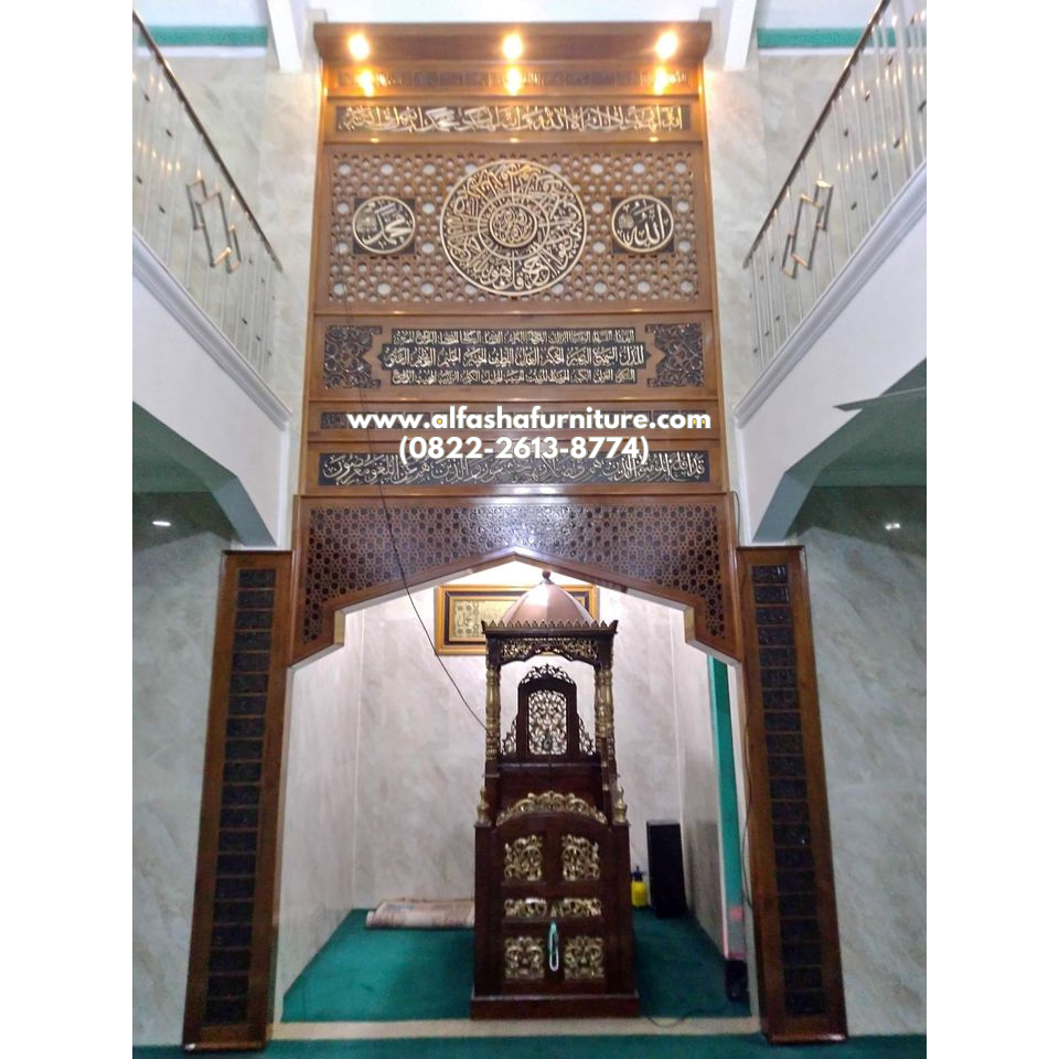 Jual mihrab masjid ukir kaligrafi motif terbaru