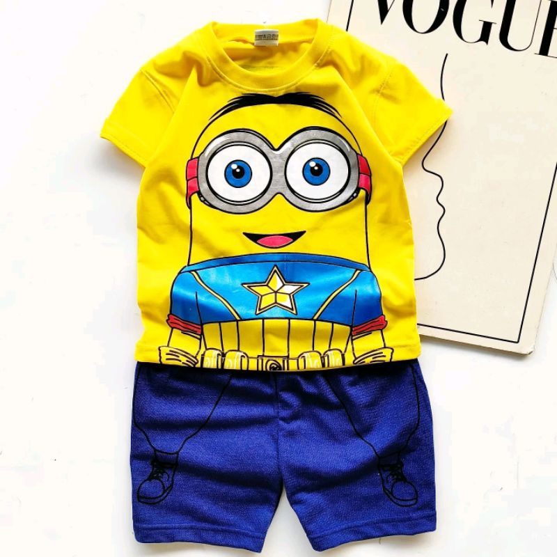 BAJU ANAK MINION SETELAN MINION ANAK COWOK CEWEK UNTUK UMUR 1-10 TAHUN