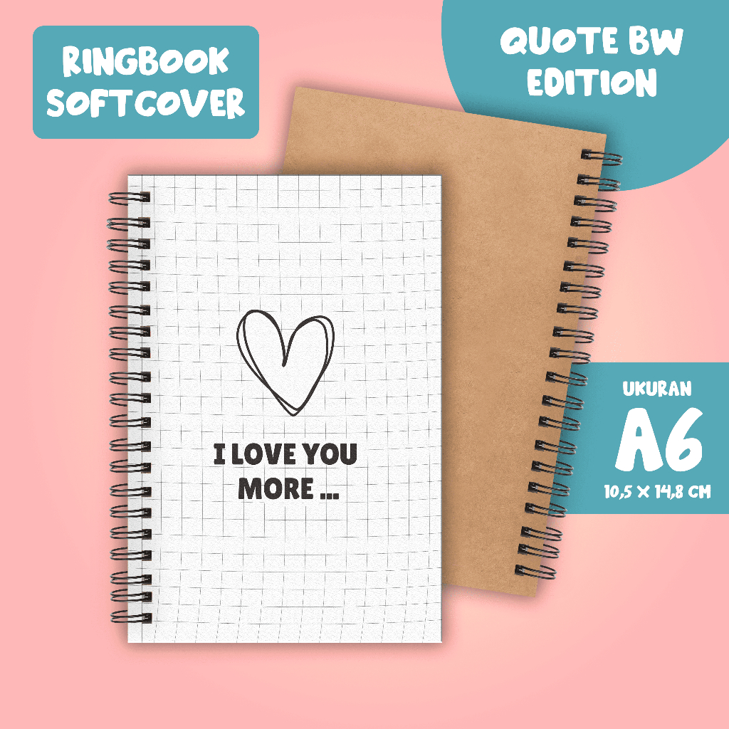 

(BELI 6 DAPAT GRATIS 1) Notebook Buku Diary Buku Catatan Ring Spiral A6 60 Lembar Tema Quote Black And White Part 1