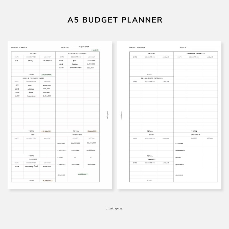 

A5 Budget Planner - Loose Leaf Kertas Isi Binder Insert Refill