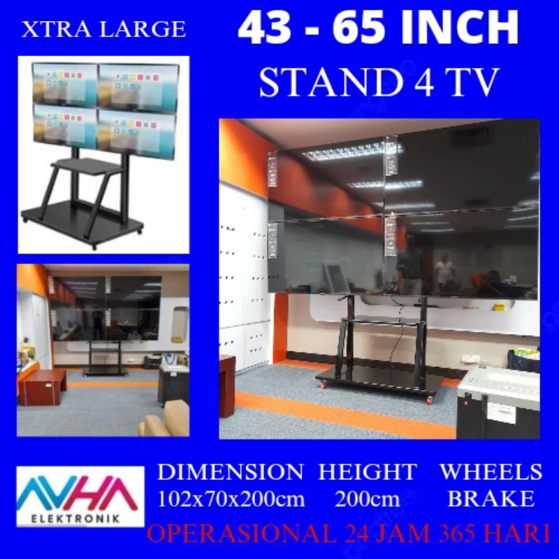 Bracket/Braket/Breket TV Standing 43-65 inch, 4 Layar TV Xtra Durable Stand TV