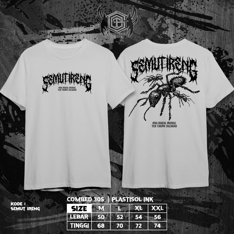 KAOS SEMUT HITAM PSHT PUTIH // KAOS SEMUT HITAM SABLON PLASTISOL // KAOS PUTIH SABLON KEREN // KAOS 