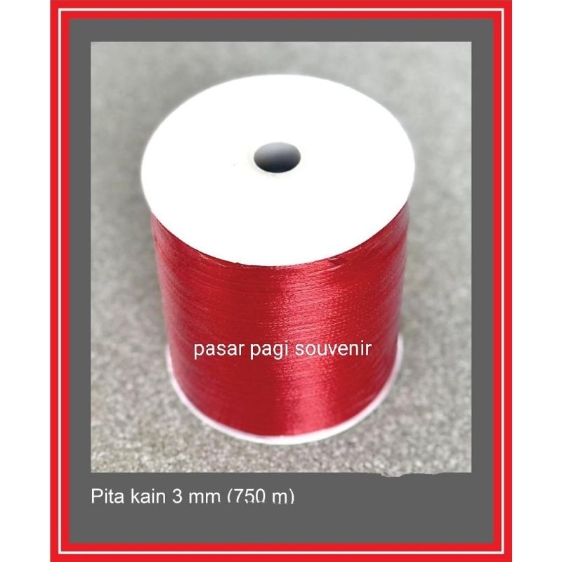 

pita kain merah satin 3mm panjang 750m Red ribbon rol gulungan besar jumbo