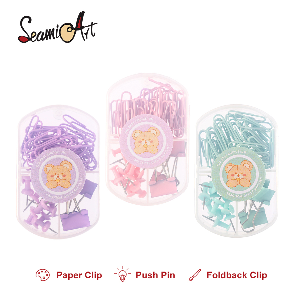 

SeamiArt Long Clip Push Pin Clip Tack Combination Set Office Combination Penjepit kertas Student Supplies Stationery