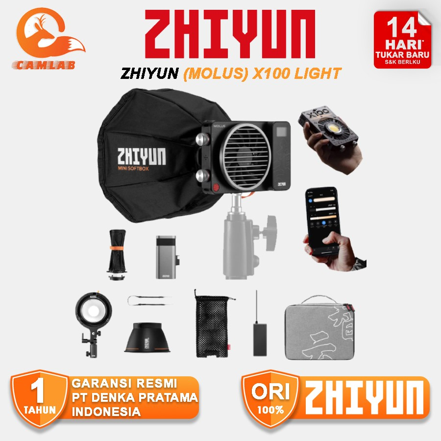 Zhiyun Molus X100 Lampu COB Light Studio BI Color 100W GARANSI RESMI