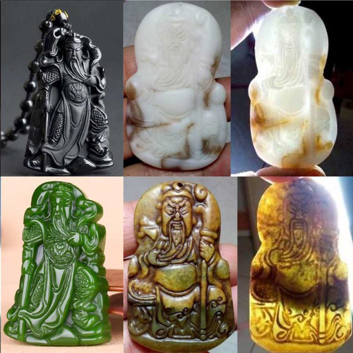 batu jade natural ukiran dewa GuanGong / Kwan Kong