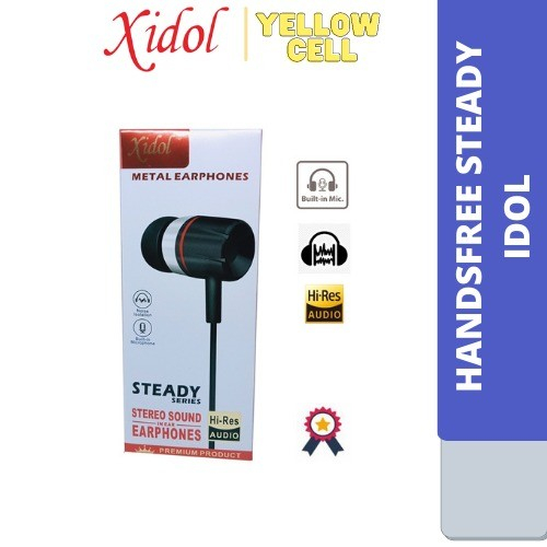 HANDSFREE STEADY IDOL METAL HANDSFREE ORIGINAL SUPER BASS HANDSFREE STEREO EARPHONE HEADPHONE HEADSE