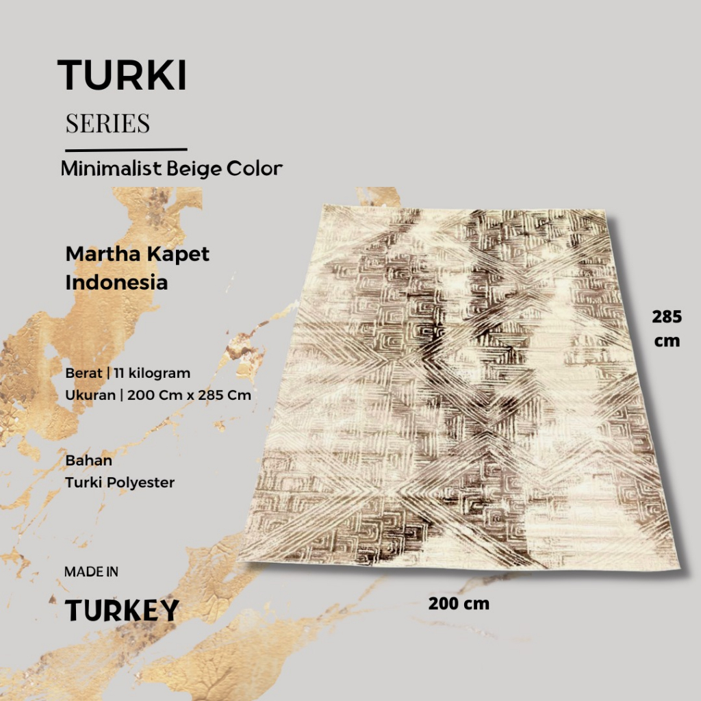 Martha Karpet Surabaya Karpet Import Asli Turki 200 x 285 cm Minimalist Beige Colour