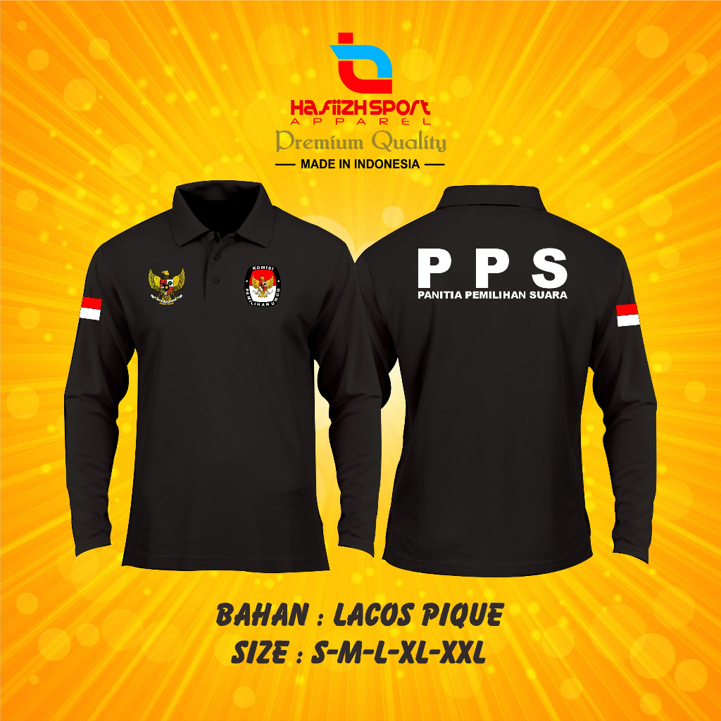 KAOS POLO PPS PANITIA PEMILIHAN SUARA LOGO PPS DAN GARUDA LENGAN PANJANG / POLO KERAH PPS / KAOS PPS