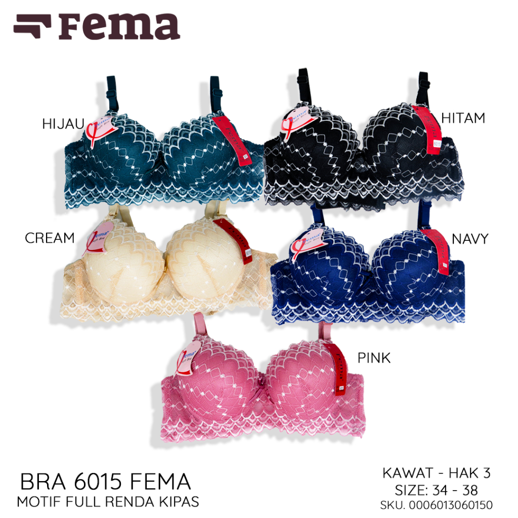 FEMA Official Shop Ecer 1 Pcs BH Bra 6015 Full Renda Kipas