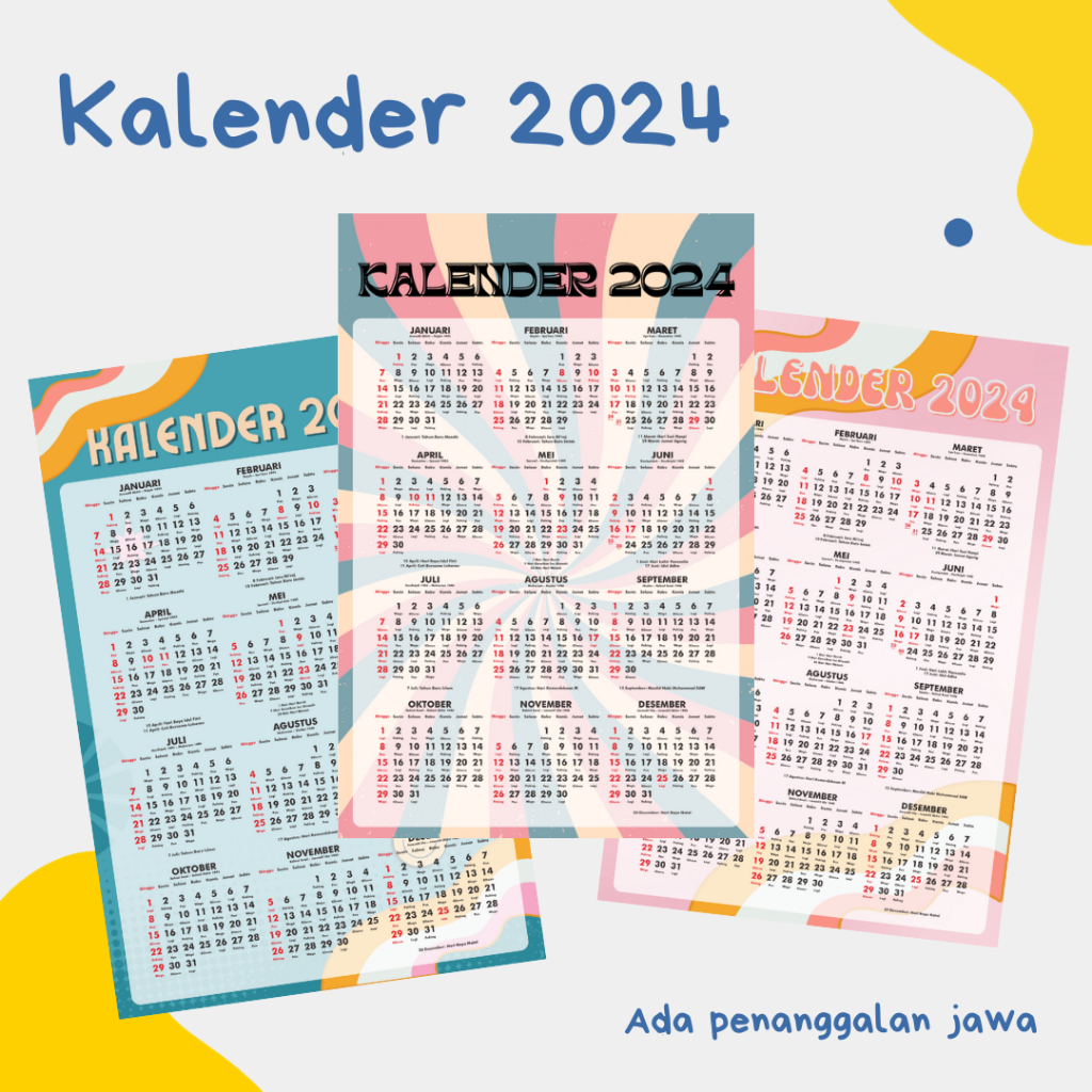 

[A3+] Kalender Poster 2024 - Kalender 2024 Custom Kalender 12 Bulanan - Tanpa Minimal Order