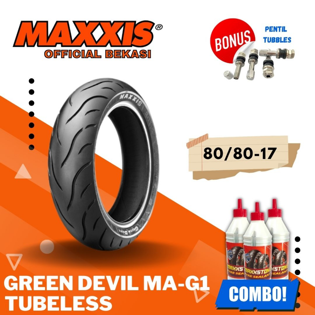 MAXXIS GREEN DEVIL RING 17 / BAN MAXXIS 80/80-17 / 80-80-17 BAN TUBELESS BAN LUAR / BAN MOTOR BEBEK RING 17