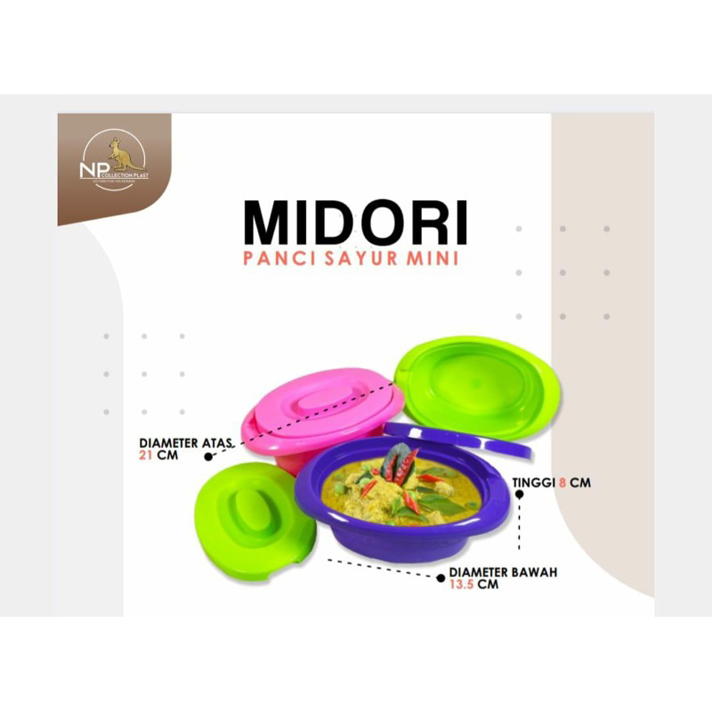 Basi Sayur Tutup Plastik Midori / Basi Wadah Makanan / Basi Wadah Lauk Sayur / Wadah Sayur Tertutup 