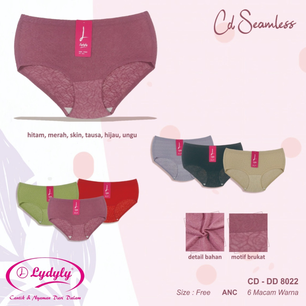 Lydyly 8022 CD Celana Dalam Seamless Wanita Transparan Bunga Tanpa Jahitan