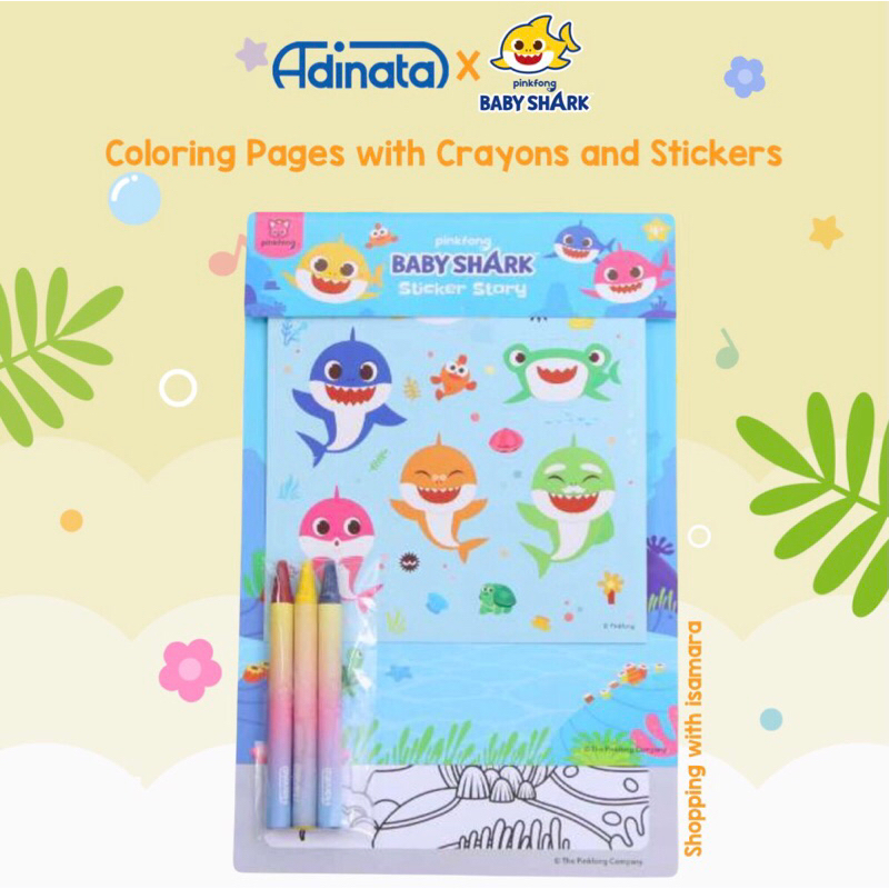 Pinkfong Baby Shark Coloring Pages with Stickers and Crayons