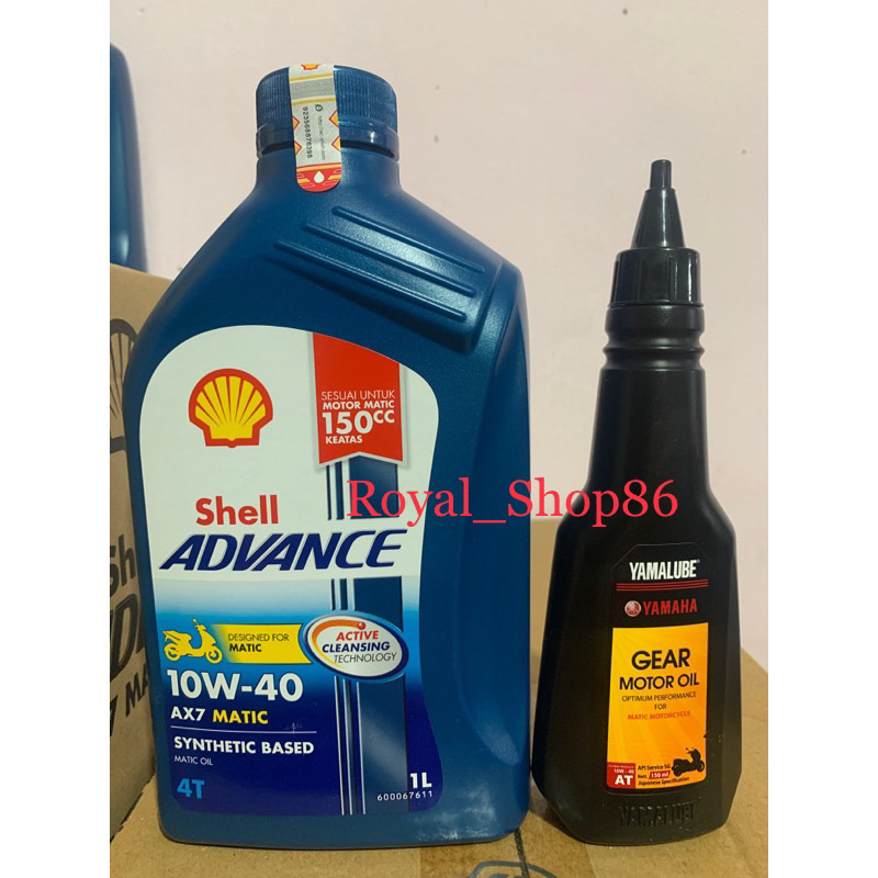 OLI SHELL AX7 SAE 10W-40 1 LITER & ( OLI YAMALUBE GARDAN 150 ML) ORIGINAL PAKET OLI NMAX LAMA PAKET 